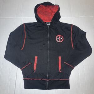 Universal Studios Deadpool Zip Up Hooded Small Black Big Logo Comics Hoodie